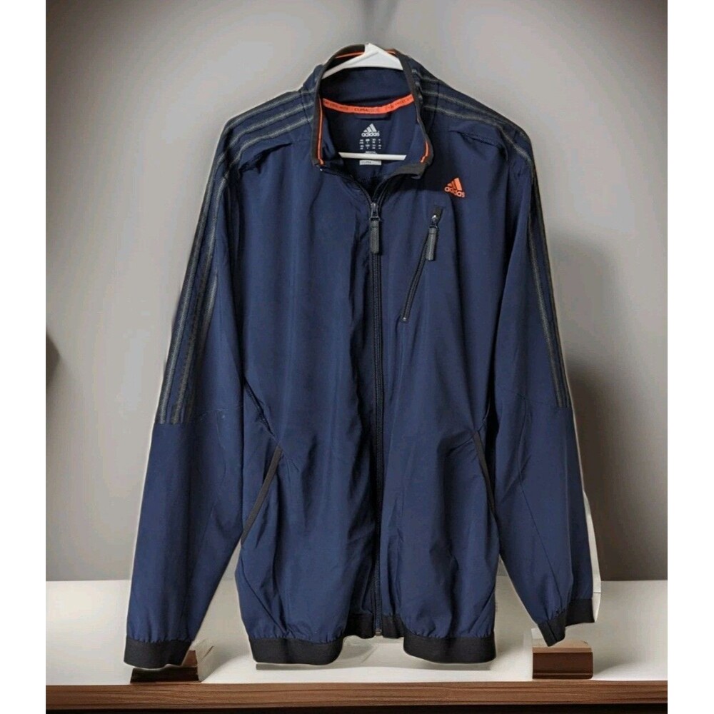 Adidas Jacket Mens Large Blue  Track Full Zip-Up Climacool
